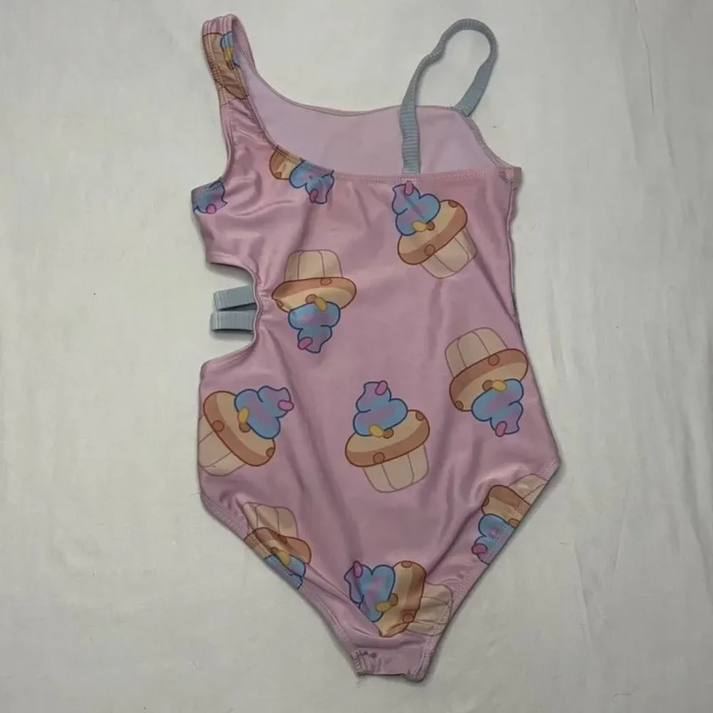 Bluey Pink Cupcake One Piece Swimsuit Size 6/6X | Girls Swimwear